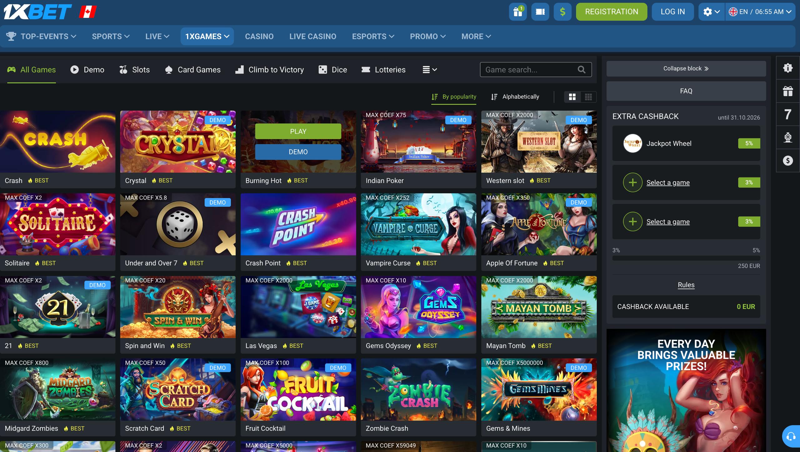 1xbet usdt casino games