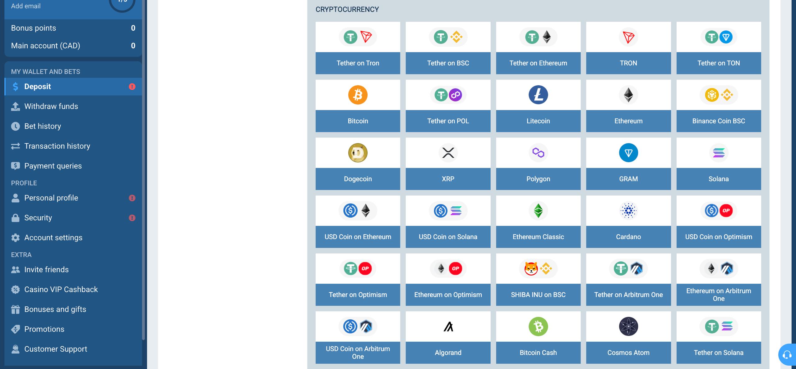 1xbet usdt casino deposit methods