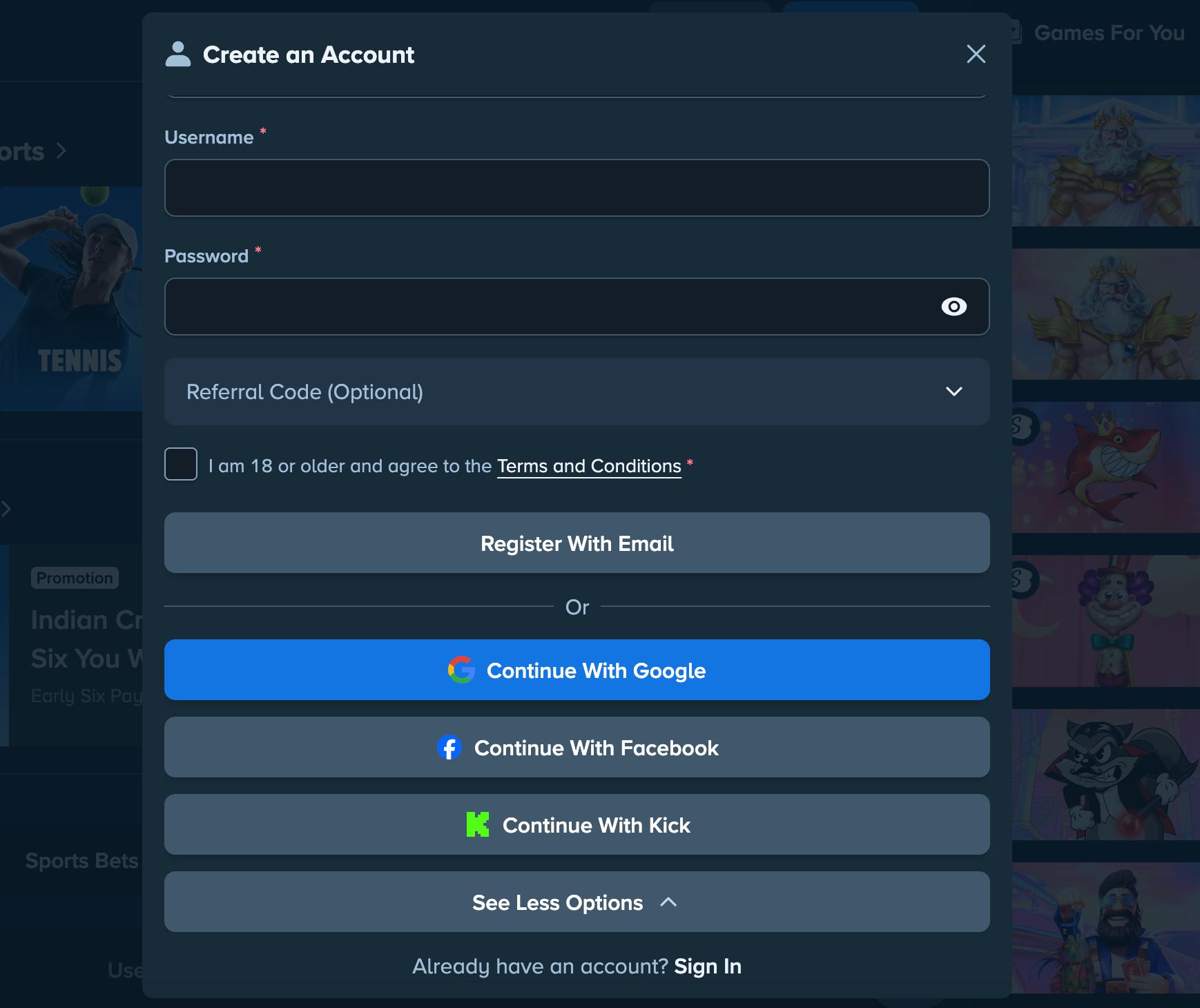 stake casino registration
