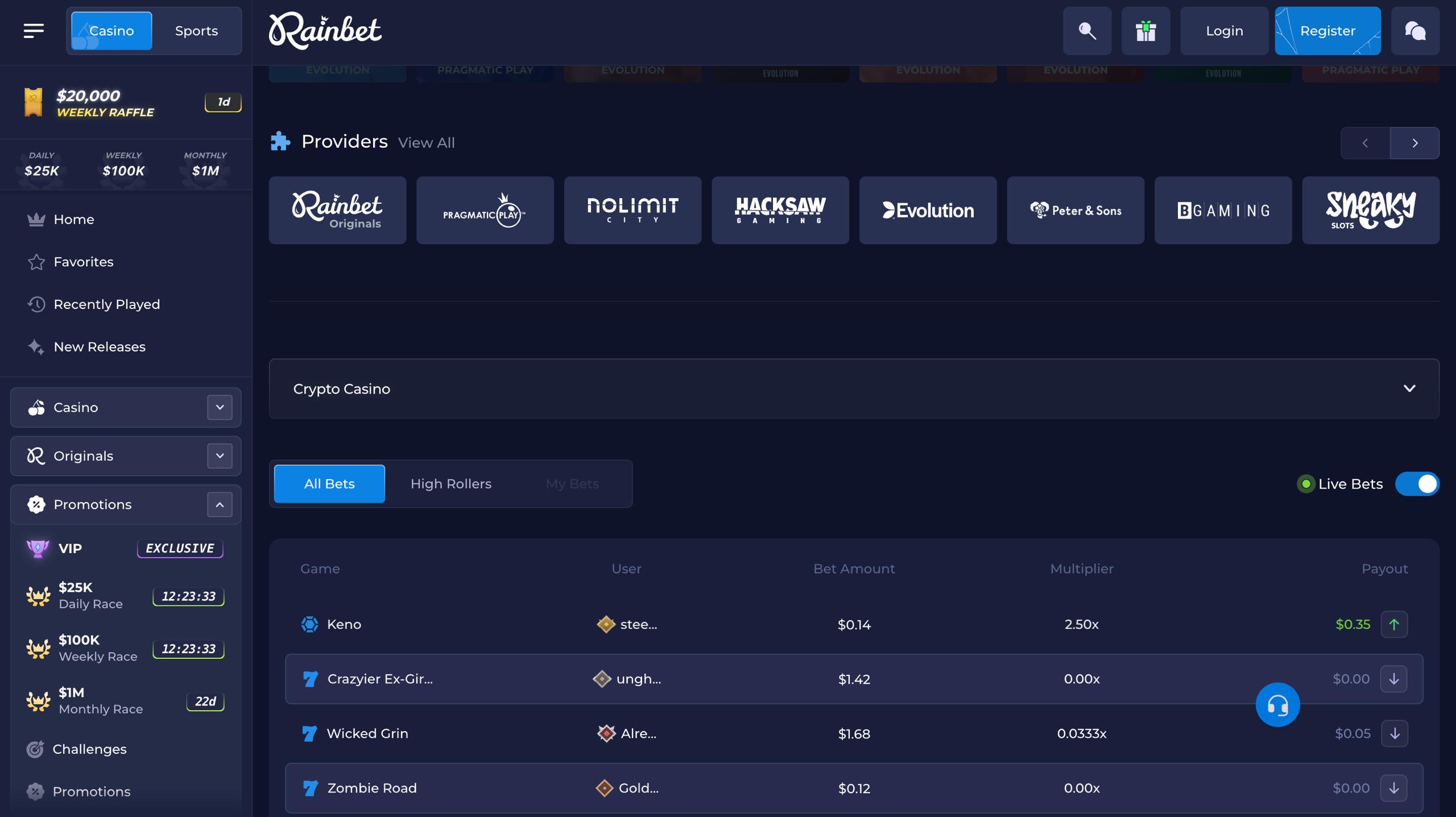 rainbet casino games