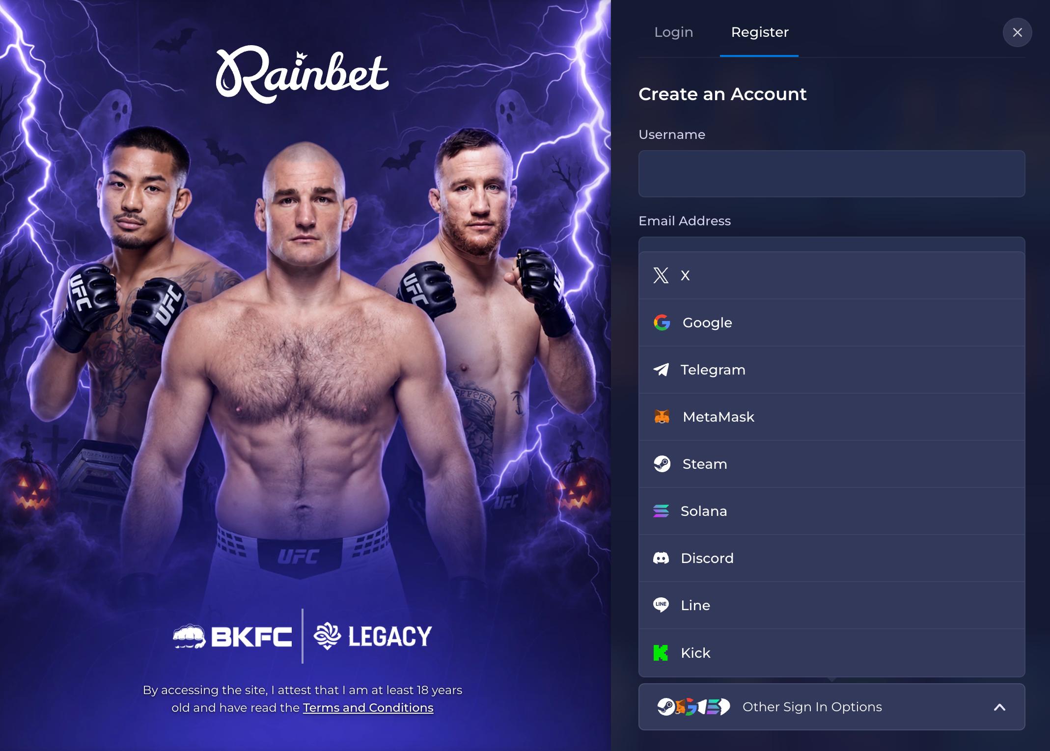 rainbet registration